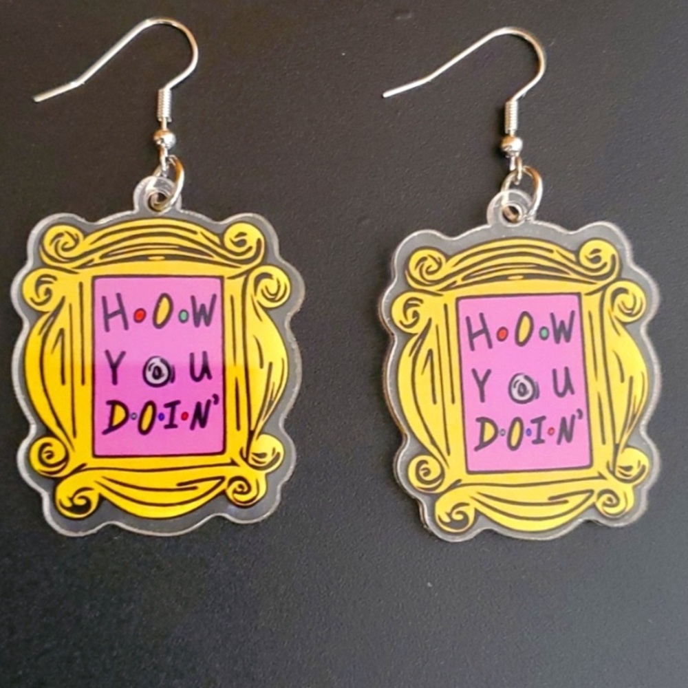NWT Friends Yellow Picture Frame Earrings